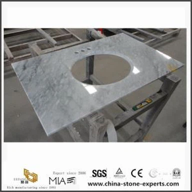 Carrara beyaz mermer Vanity Top banyo projesi için