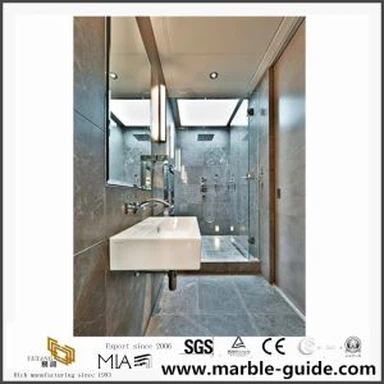 Doğal Gri Mermer Fayans, Nordik Gri Mermer Parlak Banyo Tasarımı