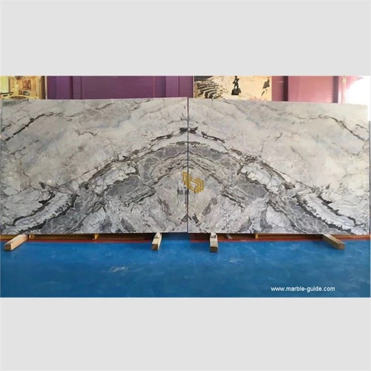 Bookmatched Grey Marble Slabs For Background Wall